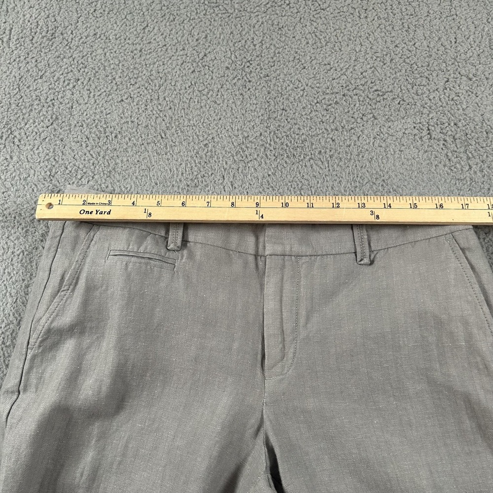 Gap Pants Womens 10 Gray Hip Slung Fit Linen Cotton Herringbone Straight Leg - Picture 7 of 16